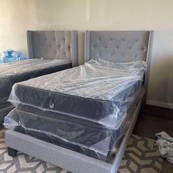Twin Beds For Sale/Complete Bed Frame With New Mattress/Fast Delivery