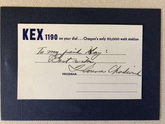 Florence Chadwick signed KEX card!