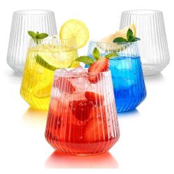 Ribbed Stemless Wine Glasses. Hard Plastic