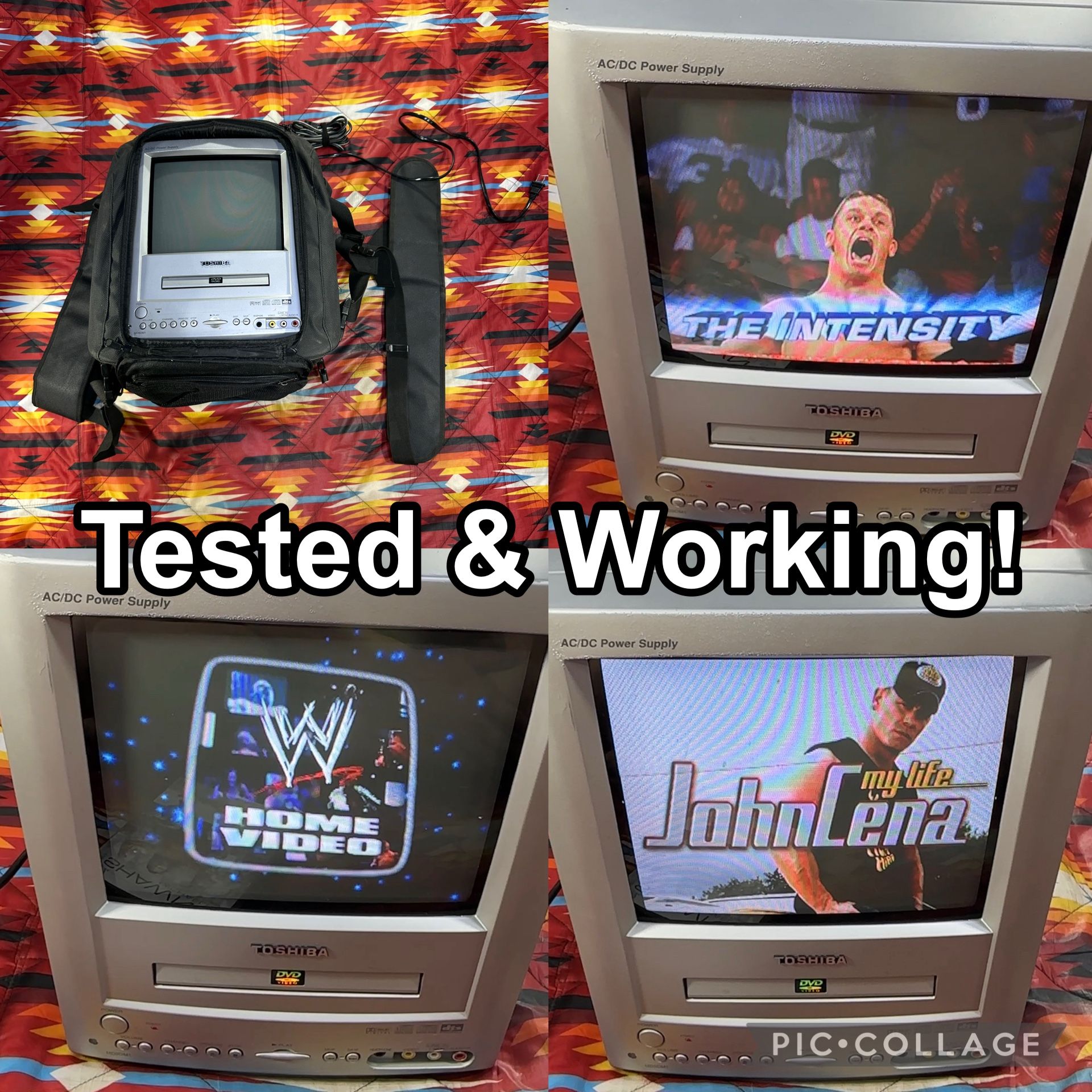 Toshiba MD9DM1R 9" CRT Color TV DVD Player Combo Retro Gaming 2002 Tested & CASE