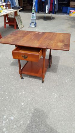 Antique drop side cart table