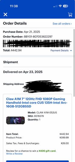 Msi Claw A1M7”, 120 Hz, FHD 1080p, Intel Core CU5135H, 16 GB of RAM, 512 GB SSD storage