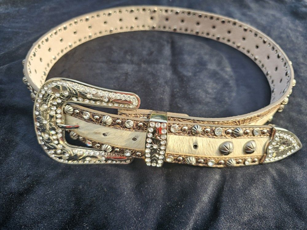 Angel Ranch Women's Hair-On Hide Concho Belt
