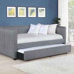 Brand New Gray Fabric Trundle Daybed