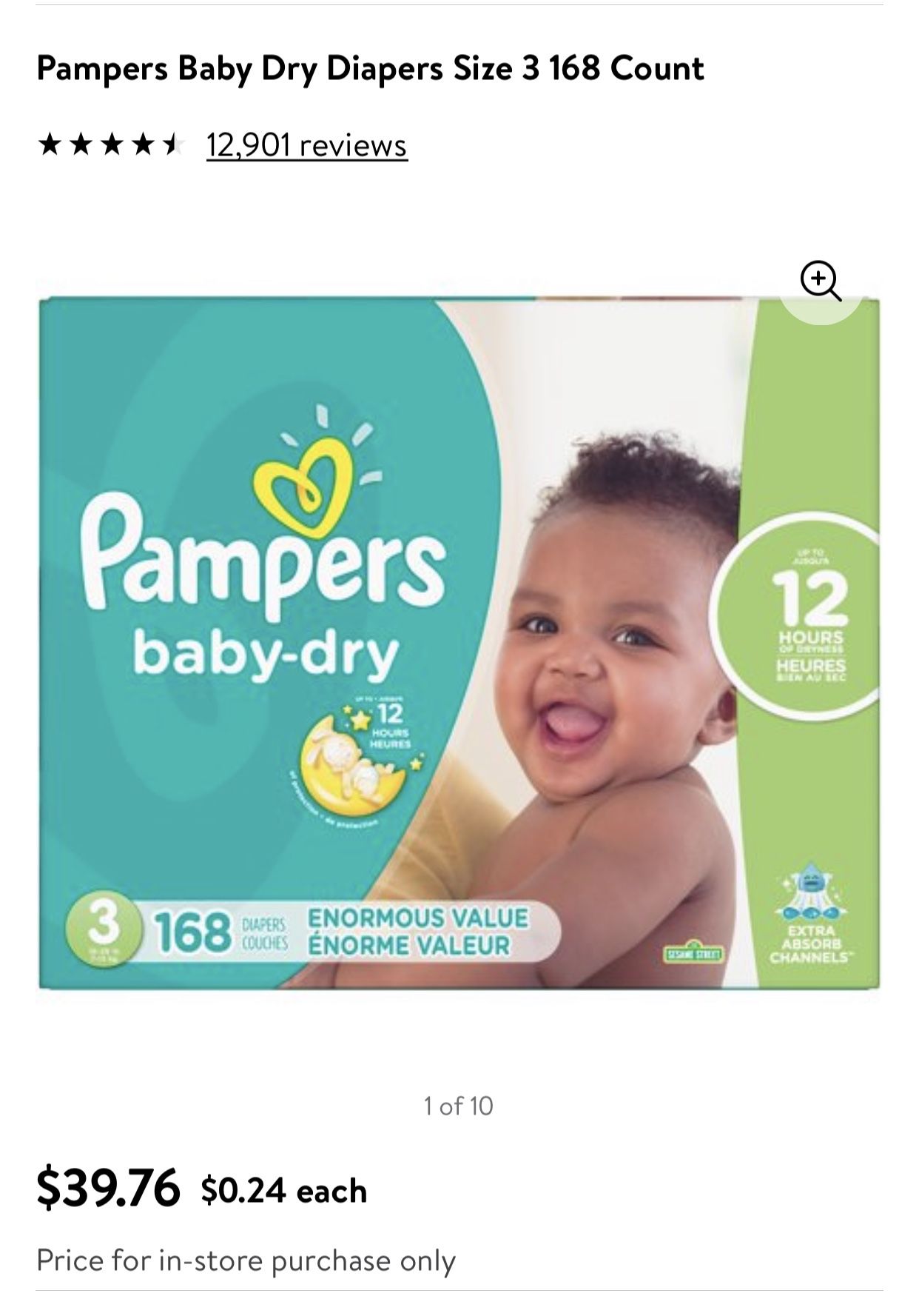 Daipers Pampers Size 3 Baby Dry (168ct.) NEW in Sealed bag