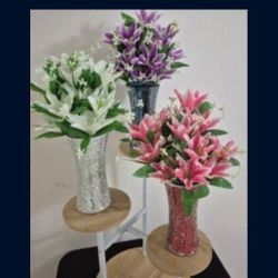 *** NEW LOW PRICE *** Mosaic Vases with Bouquets of Tiger Lilies @ Lasting Creations