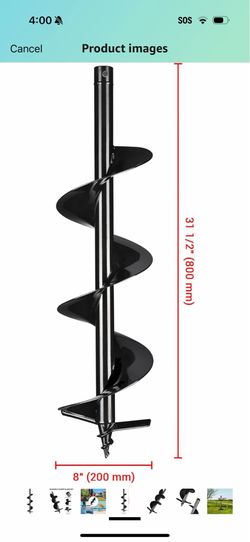 YesHom 8" Earth Auger Drill Bit Bulb Planter Tool for Planting Flower Fence Post Garden Spiral Hole Digger Gardening DIY Projects