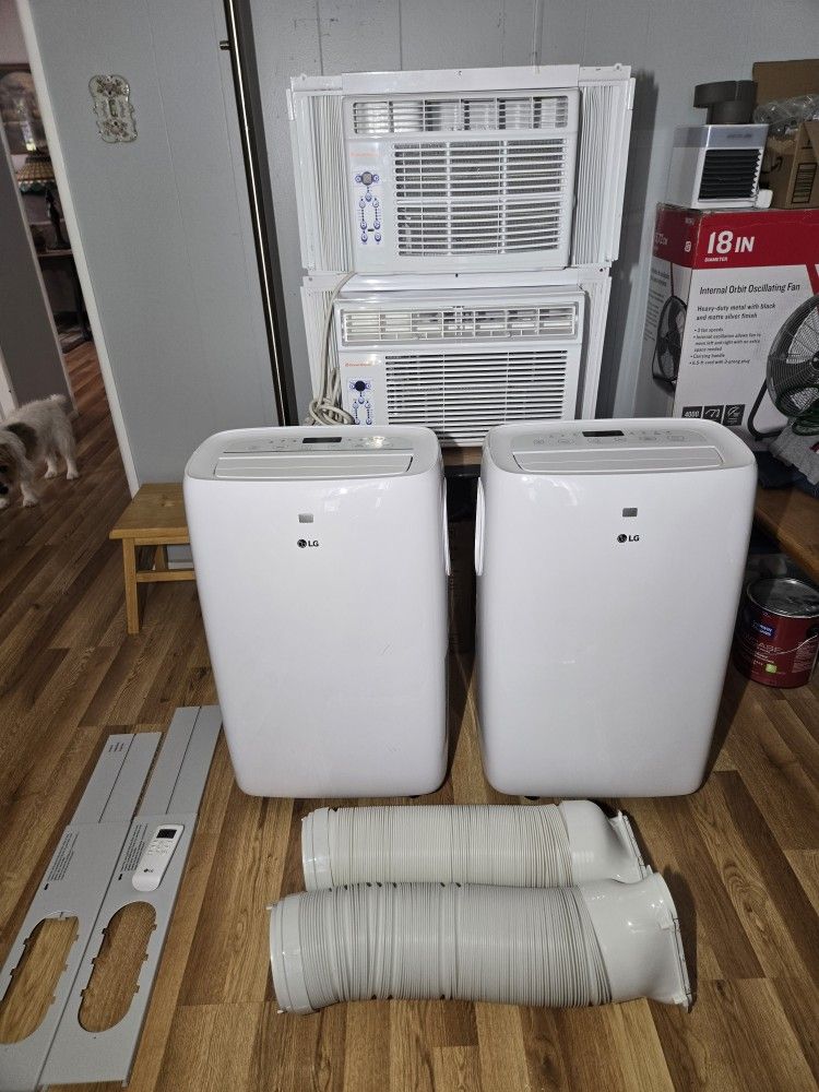 2 LG PORTABLES 7000 BTU ALL ATTACHMENTS. OCEAN BREEZE 8000 BTU AND OCEAN BREEZE 6000 BTU. MAKE ME AN OFFER