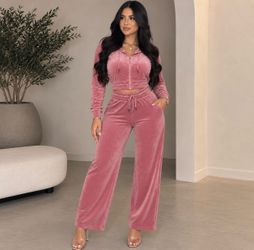 Pink rhinestone velour set (medium)
