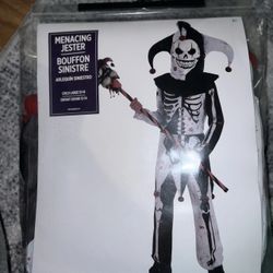 Menacing Jester  Skeleton Halloween Costume 3 Piece Set Child Size Medium 12-14