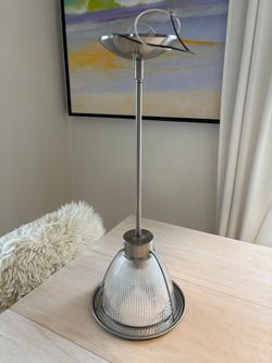 Art Deco Stainless steel and glass pendant light.