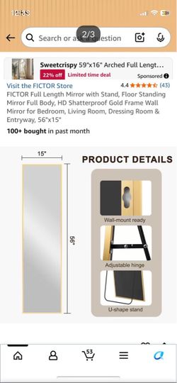 DUMOS 15"x56" Full Length Floor Mirror, Full Body Mirror