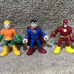 Imaginext DC Comics Flash & Aquaman  & Superman 3” Figure lot of 3