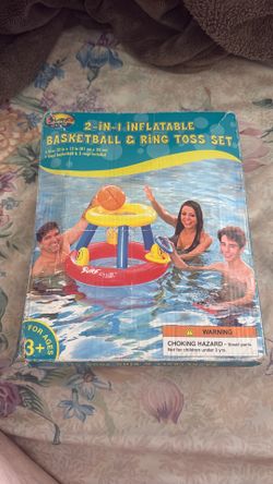 2 in 1 inflatable basketball and ring toss set