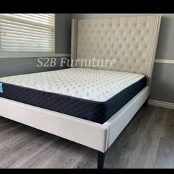 Queen Size Ivory Tufted With Orthopedic Mattress 