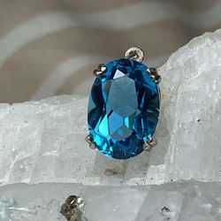 Lab Created Teal Sapphire .925 Silver Pendant 