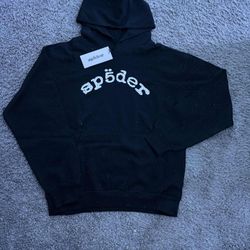 Black rhinestone sparkling sp5der hoodie size medium