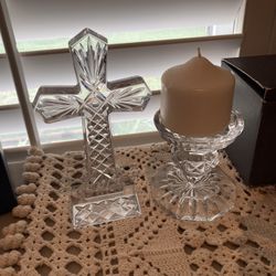 Waterford Crystal Crosses And Candle Holder - $50 Each