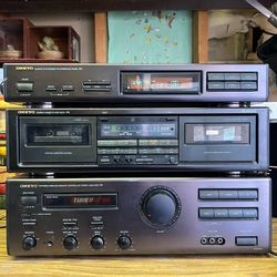 Working Onkyo Stereo System A-RV401 Amplifier, TA-W11 Cassette, T-401 FM/AM Tuner