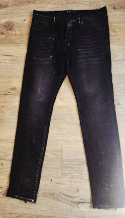 Purple Brand P001 Black Wash Metallic Silver slim-fit skinny jeans