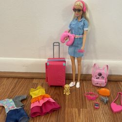 Travel Barbie Doll With Pet Dog