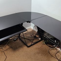Black Glass Corner Desk