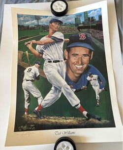 Ted Williams Art 17x23 Poster Print Boston Red Sox Baseball Artist Signed