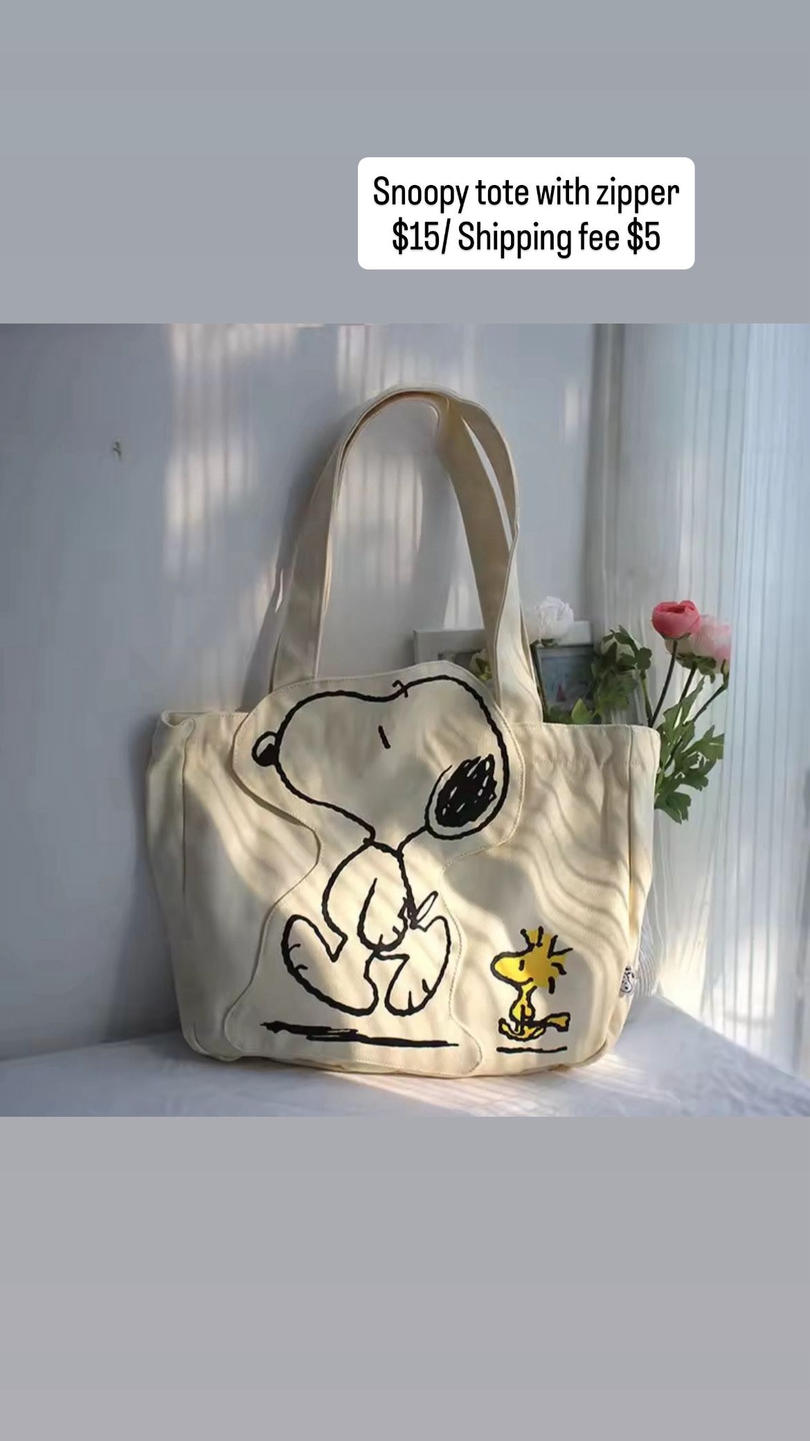 Snoopy Tote With Zipper