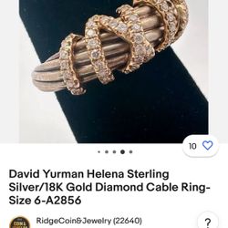 David yurman Gold Steel & Diamond Ladies Ring