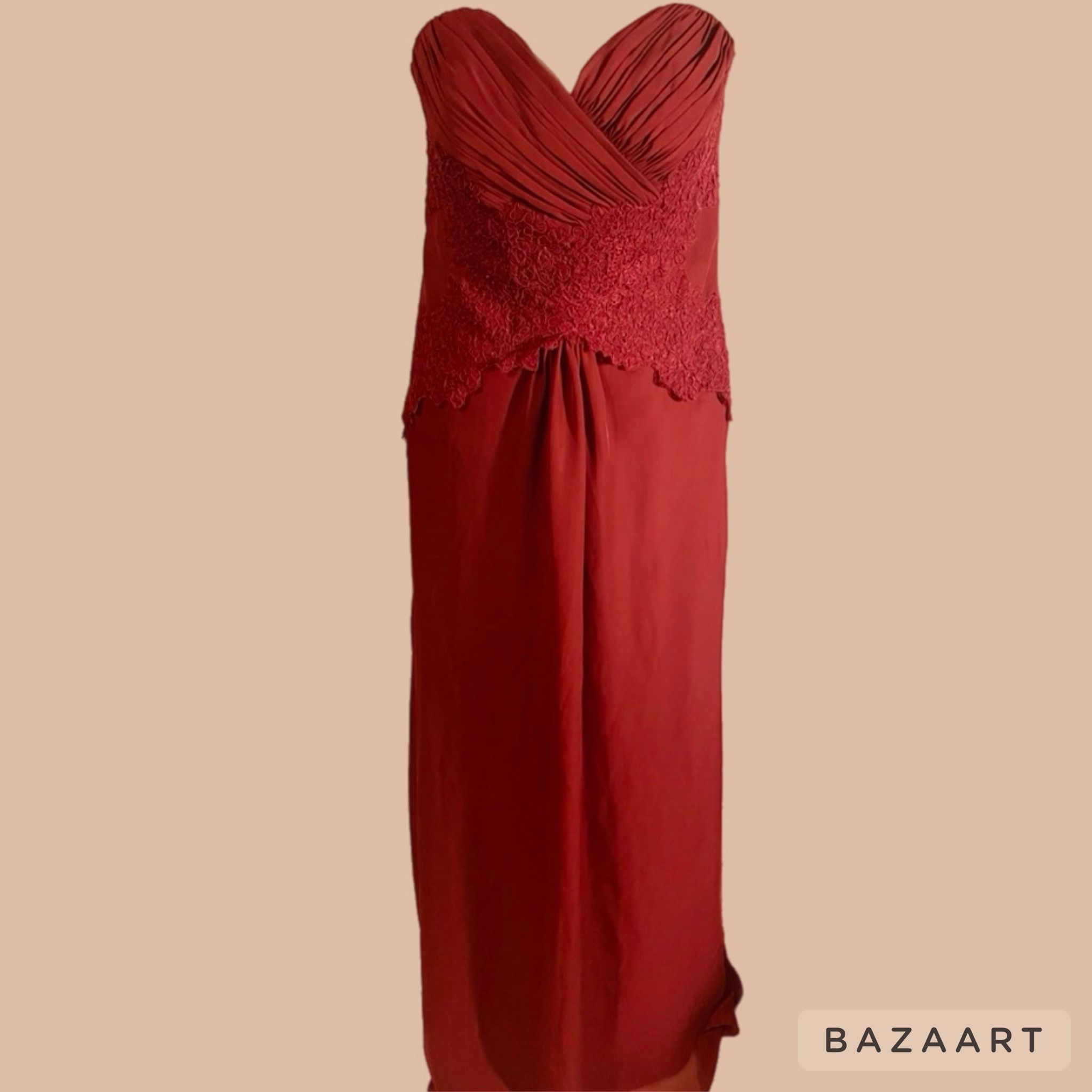Sz 10 Burgundy Red Lace Chiffon formal Gown Dress by Jordan designs