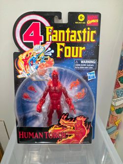 Human Torch Action Figure, Fantastic Four Marvel Legends Retro Cardback