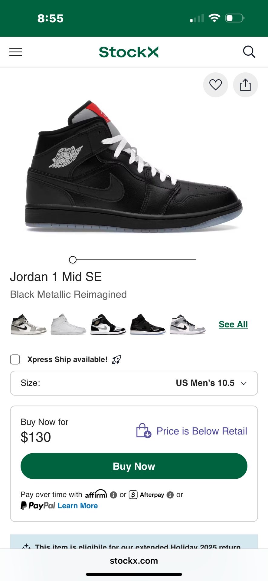 Jordan 1 Mid SE (Sz 10.5m)
