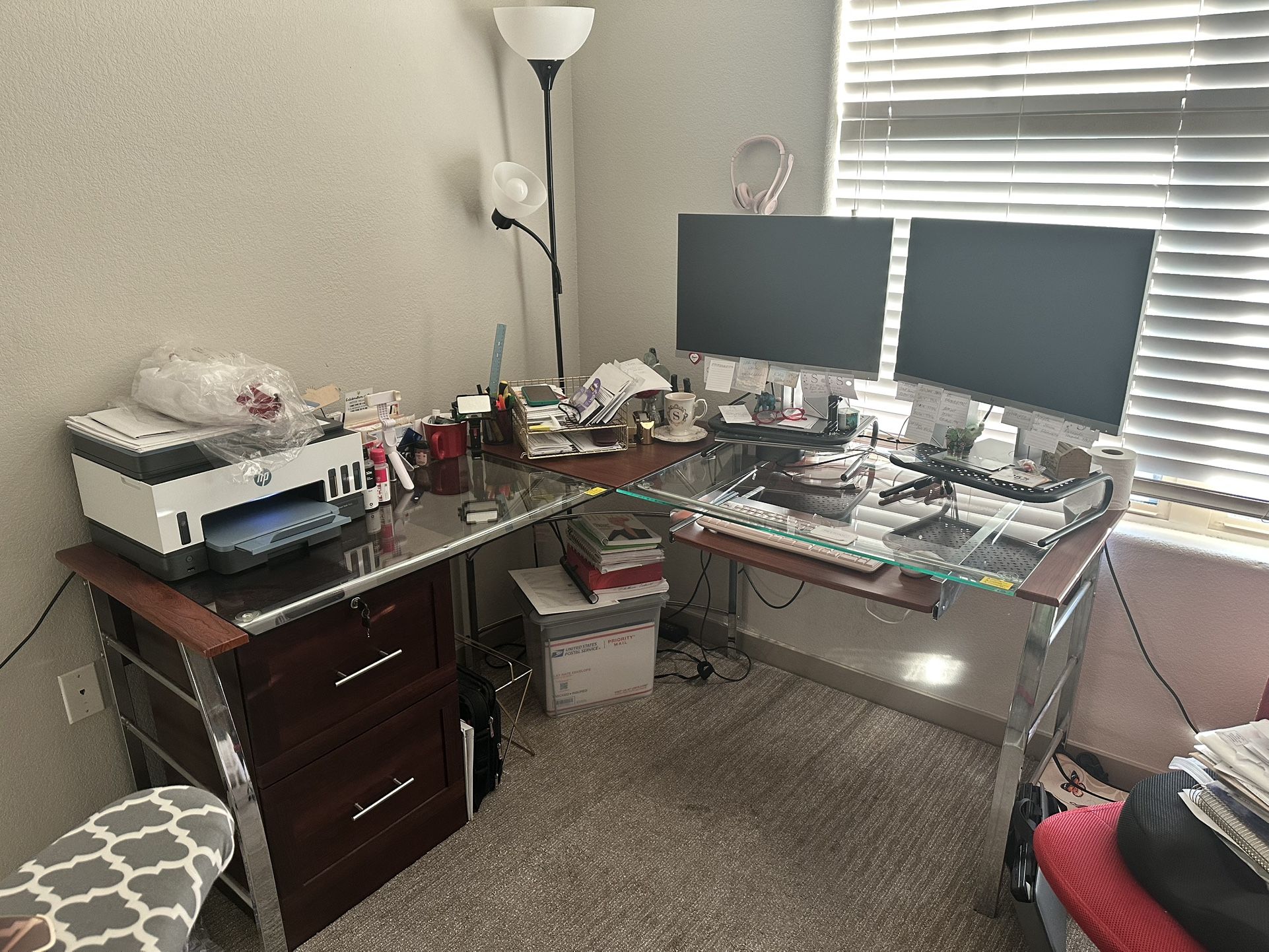 Office Desk With Lock File Cabinet and chair 
