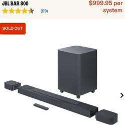 NEW JBL Bar 800 Surround Sound System w. Sub - Dolby Atmos 720 Watts 