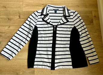 Karen Scott Sport Striped Zip-Up Jacket Size XL