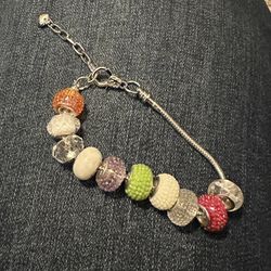 Silver Charm Bracelet Adjustable Removable Clasp To Add Charms 