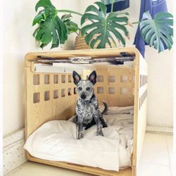 Brand New Fable Wooden Dog Crate Kennel Size Medium Beige Tan