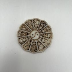 Jade Pendant Hand carved Zodiac. Diameter : 2.6”