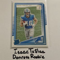 Isaac TeSlaa Detroit Lions WR Donruss Rookie Card. 