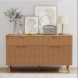 Fluted Buffet Cabinet with Storage Farmhouse Sideboard with Adjustable Shelves, Console Cabinet Table