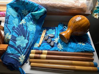 Hula Implements plus bags and grass skirt