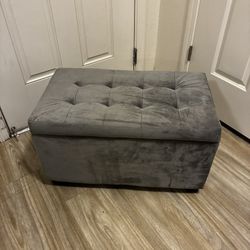 Gray Suede Ottoman Storage