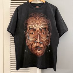 Vintage Rock Eagle Big Face Tribal Tattoo Sz Large