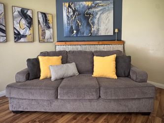 Gray 3-Seat Sofa Couch with Pillows - 88” Wide