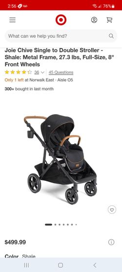 Joie Chive Single to Double Stroller (sibling seat not included) $400