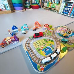 🧩 Wooden Train & Town Play Set