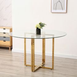 Modern Round Glass Dining Table 47”