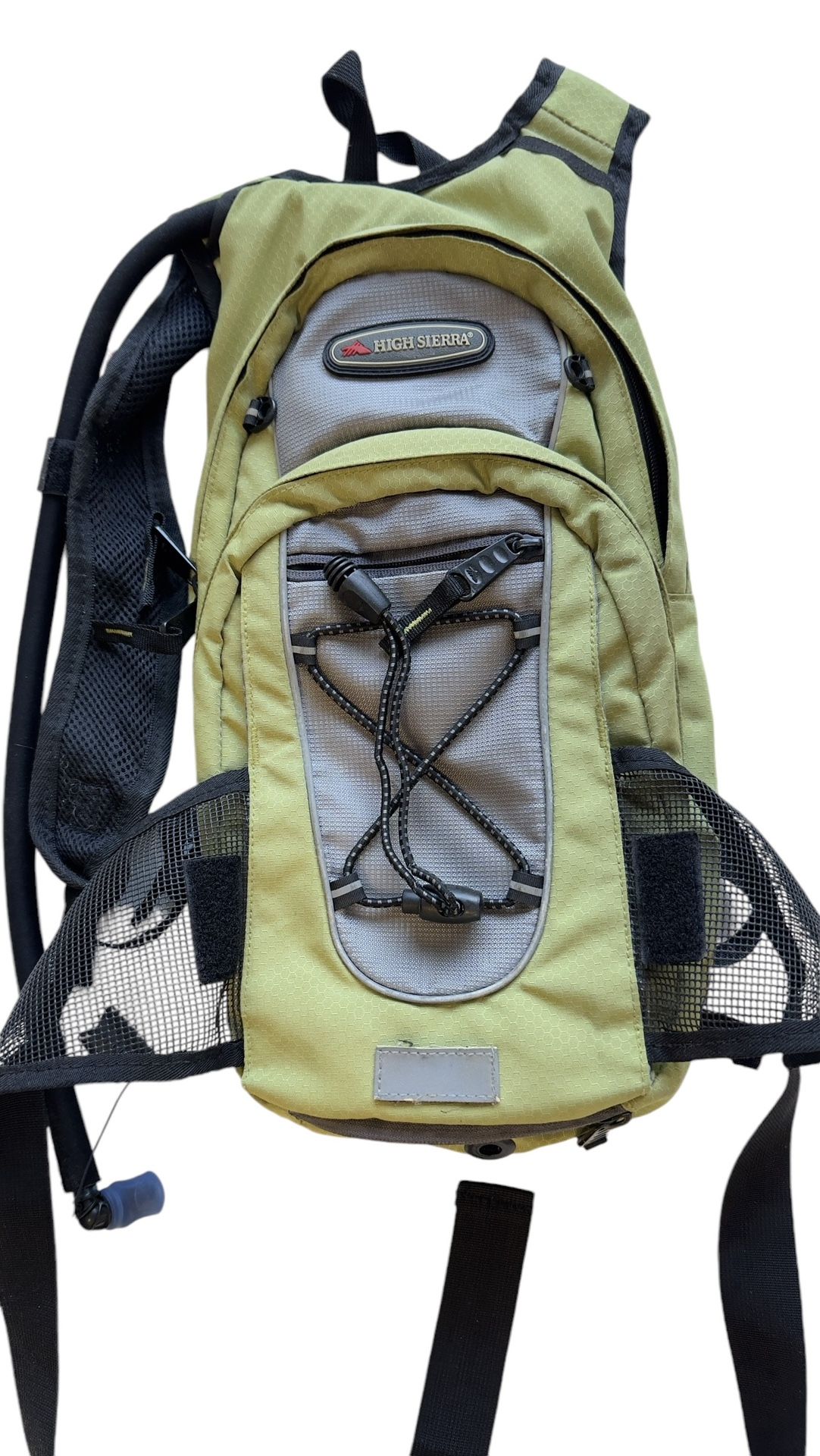 High Sierra hydration backpack Carries 2 liters Multiple pockets Helmet Holder Used