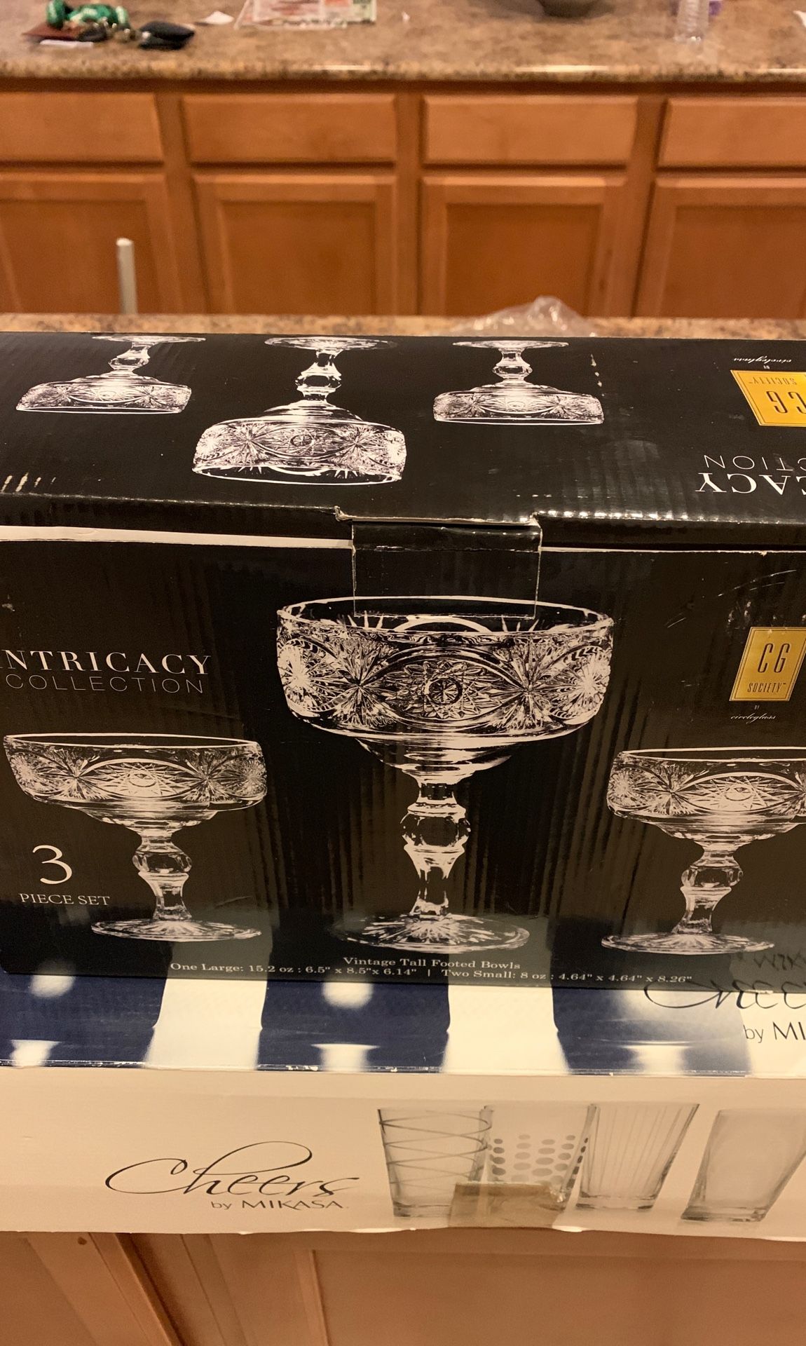 Vintage Tall frosted Bowls 3 piece set