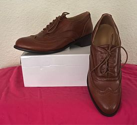 Brown Leather Wingtip Oxford Dress Shoes